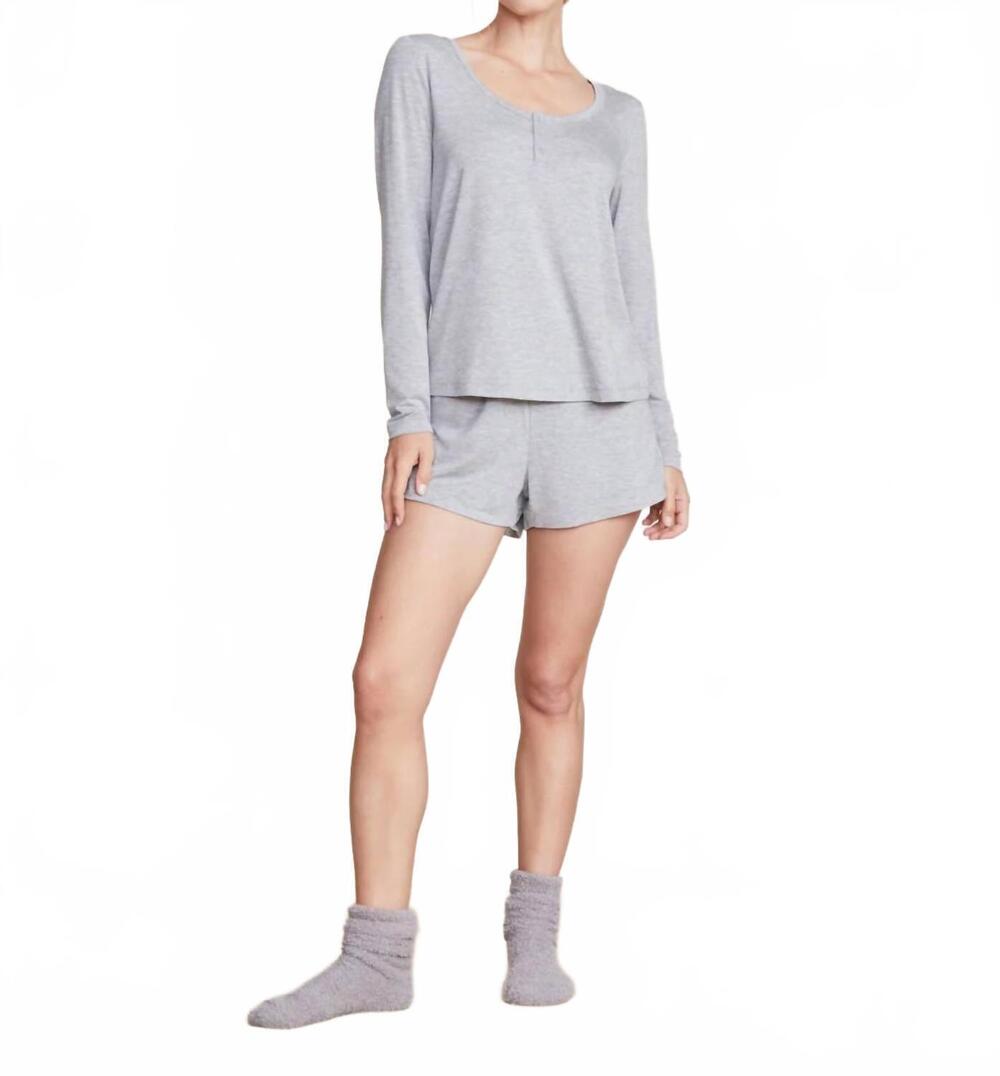 NEW BAREFOOT DREAMS malibu collection soft jersey lounge set in gray